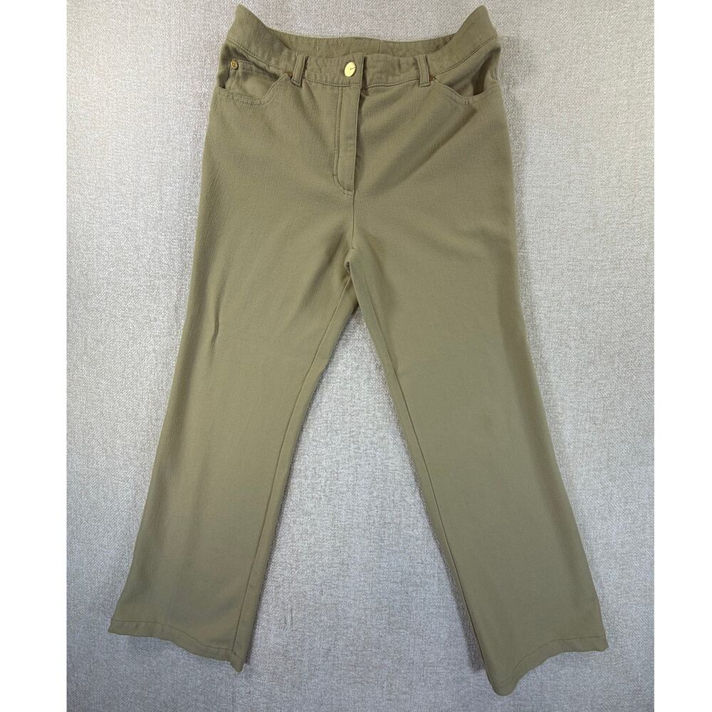 Escada Women's 40 Beige Straight Leg Flat Front Jeans Pants Designer Classic Fit